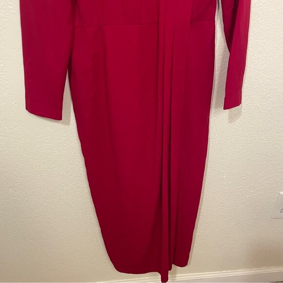 Vintage Rena Rowan for Saville Red Long Sleeve Faux Wrap Maxi Dress Size 8 - Picture 10 of 14